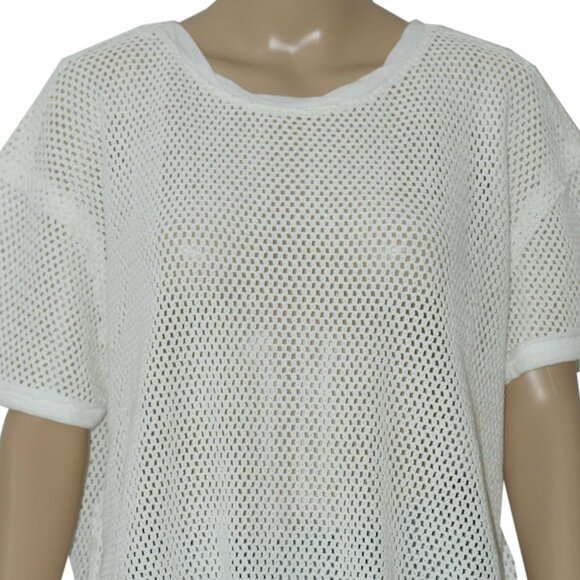 Free People We The Free Sonnet Tee Crochet Mesh Dropped Shoulder Top S - Picture 8 of 8